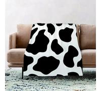 JYLYZZIN Fleece Blanket | Soft Cozy Flannel Throw Blanket | Perfect for Home, Bedroom, Sleepovers & Camping,Cow Print,Hide of a Cow with Black Spots Abstract and Plain Style Barnyard Life,100x130cm