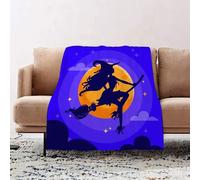 JYLYZZIN Fleece Blanket | Soft Cozy Flannel Throw Blanket | Perfect for Home, Bedroom, Sleepovers & Camping,Halloween witch silhouette on a broom opposite the moon. Vector illustration.,100x130cm