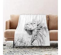 JYLYZZIN Fleece Blanket | Soft Cozy Flannel Throw Blanket | Perfect for Home, Bedroom, Sleepovers & Camping,Dragon outline for coloring book. Angry fantasy creature. Vector illustration is,100x130cm