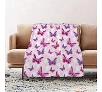 JYLYZZIN Fleece Blanket | Soft Cozy Flannel Throw Blanket | Perfect for Home, Bedroom, Sleepovers & Camping,Butterfly,Various Flying Butterflies with Fairy Colors Hippie Style Print Magica,100x130cm