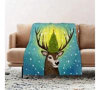 JYLYZZIN Fleece Blanket | Soft Cozy Flannel Throw Blanket | Perfect for Home, Bedroom, Sleepovers & Camping,cute bright hand drawn greeting card p for christmas. funny deer that smiles on,100x130cm