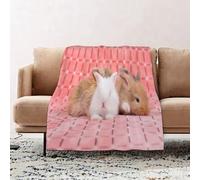 JYLYZZIN Fleece Blanket | Soft Cozy Flannel Throw Blanket | Perfect for Home, Bedroom, Sleepovers & Camping,Adorable Brown Born Young Baby Rabbit on Pink Hare Animal Weeks Gray Rabbit copy,130x150cm