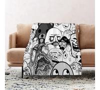 JYLYZZIN Fleece Blanket | Soft Cozy Flannel Throw Blanket | Perfect for Home, Bedroom, Sleepovers & Camping,Halloween Doodle Activity and coloring page for kids teens and adult. black line,100x130cm