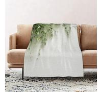 JYLYZZIN Fleece Blanket | Soft Cozy Flannel Throw Blanket | Perfect for Home, Bedroom, Sleepovers & Camping,Leaf hanging down on the white wall,100x130cm