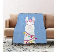 JYLYZZIN Fleece Blanket | Soft Cozy Flannel Throw Blanket | Perfect for Home, Bedroom, Sleepovers & Camping,Cute cartoon llama alpaca vector graphic desig,100x130cm