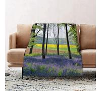 JYLYZZIN Fleece Blanket | Soft Cozy Flannel Throw Blanket | Perfect for Home, Bedroom, Sleepovers & Camping, Set,Bluebells in Wepham Woods Wildflowers Spring Rural Environment,100x130cm