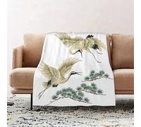 JYLYZZIN Fleece Blanket | Soft Cozy Flannel Throw Blanket | Perfect for Home, Bedroom, Sleepovers & Camping,Japanese crane,100x130cm