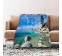JYLYZZIN Fleece Blanket | Soft Cozy Flannel Throw Blanket | Perfect for Home, Bedroom, Sleepovers & Camping,Lake,Aerial View of A Tropic Lake Phenomenal Universe Innate Disposition of,100x130cm