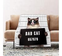 JYLYZZIN Fleece Blanket | Soft Cozy Flannel Throw Blanket | Perfect for Home, Bedroom, Sleepovers & Camping,Grumpy cat holds in his paws a sign with the inscription. Grumpy Cat on Police L,100x130cm