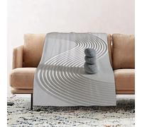 JYLYZZIN Fleece Blanket | Soft Cozy Flannel Throw Blanket | Perfect for Home, Bedroom, Sleepovers & Camping,Japanese Zen Garden with Stacked Stones in Raked Sand,100x130cm