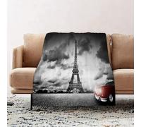 JYLYZZIN Fleece Blanket | Soft Cozy Flannel Throw Blanket | Perfect for Home, Bedroom, Sleepovers & Camping,Cars,Romantic Landscape Famous Eiffel Tower on a Cloudy Day an,100x130cm