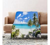 JYLYZZIN Fleece Blanket | Soft Cozy Flannel Throw Blanket | Perfect for Home, Bedroom, Sleepovers & Camping,Beautiful Sunset Over The sea Palms on The White Beach on a Caribbean Island of,130x150cm