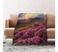 JYLYZZIN Fleece Blanket | Soft Cozy Flannel Throw Blanket | Perfect for Home, Bedroom, Sleepovers & Camping,Flower ow at the mountain valley with horizon sky surreal mother earth Beauty Im,100x130cm