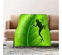 JYLYZZIN Fleece Blanket | Soft Cozy Flannel Throw Blanket | Perfect for Home, Bedroom, Sleepovers & Camping,Leaf, Tropical frog shape on green vegetation exotic nature Batracian leaf textu,100x130cm