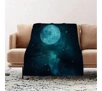 JYLYZZIN Fleece Blanket | Soft Cozy Flannel Throw Blanket | Perfect for Home, Bedroom, Sleepovers & Camping,Full Moon on the skies abstract natural backgrounds,100x130cm