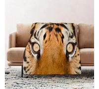 JYLYZZIN Fleece Blanket | Soft Cozy Flannel Throw Blanket | Perfect for Home, Bedroom, Sleepovers & Camping,Close up Tiger Eyes Hunter Look Feline Camouflage Coat Animal with Shaded Colors,100x130cm