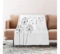 JYLYZZIN Fleece Blanket | Soft Cozy Flannel Throw Blanket | Perfect for Home, Bedroom, Sleepovers & Camping,Dandelion blowball botanical plant fluffy flying seeds. Decorative blooming dand,100x130cm