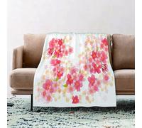 JYLYZZIN Fleece Blanket | Soft Cozy Flannel Throw Blanket | Perfect for Home, Bedroom, Sleepovers & Camping,Floral,Japanese Sakura Flowers Cherry Blossoms in Vibrant Colors Illustration,100x130cm