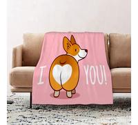 JYLYZZIN Fleece Blanket | Soft Cozy Flannel Throw Blanket | Perfect for Home, Bedroom, Sleepovers & Camping,Cute sng welsh corgi dog vector cartoon illustration isolated on pink background,100x130cm