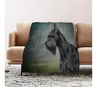 JYLYZZIN Fleece Blanket | Soft Cozy Flannel Throw Blanket | Perfect for Home, Bedroom, Sleepovers & Camping,Drawing Dog Giant Schnauzer portrait oil painting on old vintage color grunge pa,130x150cm