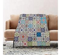 JYLYZZIN Fleece Blanket | Soft Cozy Flannel Throw Blanket | Perfect for Home, Bedroom, Sleepovers & Camping,Mosaic Theme Mosaic Ceramic View Moroccan Tile Tradi Actions,100x130cm