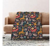 JYLYZZIN Fleece Blanket | Soft Cozy Flannel Throw Blanket | Perfect for Home, Bedroom, Sleepovers & Camping,Christmas seamless pattern with deer and fox,130x150cm