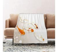 JYLYZZIN Fleece Blanket | Soft Cozy Flannel Throw Blanket | Perfect for Home, Bedroom, Sleepovers & Camping,Koi family. Five Sacred Japanese Koi carps floating somewhere,100x130cm