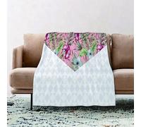 JYLYZZIN Fleece Blanket | Soft Cozy Flannel Throw Blanket | Perfect for Home, Bedroom, Sleepovers & Camping,Exotic decor envelope angle tropical flowers and leaves on the pink background w,100x130cm