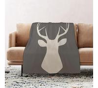 JYLYZZIN Fleece Blanket | Soft Cozy Flannel Throw Blanket | Perfect for Home, Bedroom, Sleepovers & Camping,Fawn deer portrait with horns isolated on white background. Vector illustration.,130x150cm