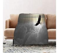 JYLYZZIN Fleece Blanket | Soft Cozy Flannel Throw Blanket | Perfect for Home, Bedroom, Sleepovers & Camping,Eagle, majestic creature flying above clouds. Freedom. Democracy and freedom,100x130cm