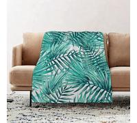 JYLYZZIN Fleece Blanket | Soft Cozy Flannel Throw Blanket | Perfect for Home, Bedroom, Sleepovers & Camping,Leaf, palm tree tropical fresh exotic island leaves in the jung,100x130cm