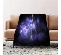 JYLYZZIN Fleece Blanket | Soft Cozy Flannel Throw Blanket | Perfect for Home, Bedroom, Sleepovers & Camping,Lightning with dramatic clouds. Lightning strike on the dark cloudy sky.,100x130cm