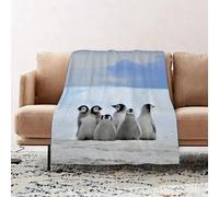 JYLYZZIN Fleece Blanket | Soft Cozy Flannel Throw Blanket | Perfect for Home, Bedroom, Sleepovers & Camping,Sea Animals Young Penguin Snow Mountain Winter Sky Photography,100x130cm