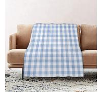 JYLYZZIN Fleece Blanket | Soft Cozy Flannel Throw Blanket | Perfect for Home, Bedroom, Sleepovers & Camping,Checkered,Little Squares and Stripes Pastel Color Gingham Repeating Rows Vintage,100x130cm