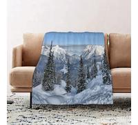 JYLYZZIN Fleece Blanket | Soft Cozy Flannel Throw Blanket | Perfect for Home, Bedroom, Sleepovers & Camping,Farmhouse decor, epic winter landscape with snow covered pines in Switzerland W,100x130cm