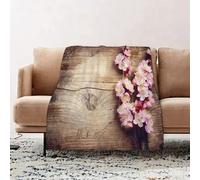 JYLYZZIN Fleece Blanket | Soft Cozy Flannel Throw Blanket | Perfect for Home, Bedroom, Sleepovers & Camping,Fleur de Printemps sur Table en Bois,100x130cm