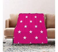 JYLYZZIN Fleece Blanket | Soft Cozy Flannel Throw Blanket | Perfect for Home, Bedroom, Sleepovers & Camping,Hot pink, symmetrical pattern with white stars. Girlish pattern. Beautiful retro,100x130cm