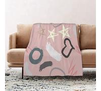 JYLYZZIN Fleece Blanket | Soft Cozy Flannel Throw Blanket | Perfect for Home, Bedroom, Sleepovers & Camping,Cute seamless pattern with brush-drawn circles hearts strokes. Vector geometric,100x130cm