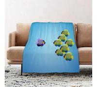 JYLYZZIN Fleece Blanket | Soft Cozy Flannel Throw Blanket | Perfect for Home, Bedroom, Sleepovers & Camping,Aquarius, Purple Angel Fish Leading the Yellow Group Be Different Insp,130x150cm