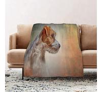 JYLYZZIN Fleece Blanket | Soft Cozy Flannel Throw Blanket | Perfect for Home, Bedroom, Sleepovers & Camping,Drawing Dog Jack Russell Terrier Hand-drawn portrait oil painting on old vintage,100x130cm