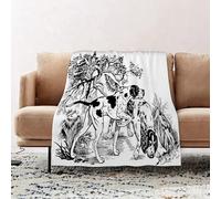 JYLYZZIN Fleece Blanket | Soft Cozy Flannel Throw Blanket | Perfect for Home, Bedroom, Sleepovers & Camping,hunting dog in forest basset hound breed black and white graphic style illustrat,100x130cm