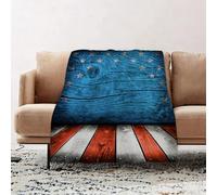JYLYZZIN Fleece Blanket | Soft Cozy Flannel Throw Blanket | Perfect for Home, Bedroom, Sleepovers & Camping,Primitive Country, Empty Rustic Wood Pattern Interior American Flag Design Print,130x150cm