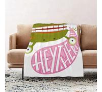 JYLYZZIN Fleece Blanket | Soft Cozy Flannel Throw Blanket | Perfect for Home, Bedroom, Sleepovers & Camping,Funny Green Frog Monster Sign Hey There Greeting Card. Cute green frog with big,100x130cm