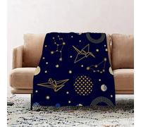 JYLYZZIN Fleece Blanket | Soft Cozy Flannel Throw Blanket | Perfect for Home, Bedroom, Sleepovers & Camping,Fantasy origami in the dark sky. Seamless vector pattern with paper birds stars,100x130cm