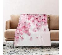 JYLYZZIN Fleece Blanket | Soft Cozy Flannel Throw Blanket | Perfect for Home, Bedroom, Sleepovers & Camping,Flowers, japanese sakura flowers blossoms eastern spring nature theme illus,100x130cm