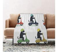 JYLYZZIN Fleece Blanket | Soft Cozy Flannel Throw Blanket | Perfect for Home, Bedroom, Sleepovers & Camping,Funny seamless pattern with cute Scottish terrier riding old school scooter. Til,100x130cm