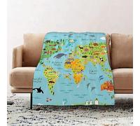 JYLYZZIN Fleece Blanket | Soft Cozy Flannel Throw Blanket | Perfect for Home, Bedroom, Sleepovers & Camping,North America flora and fauna map flat elements. Animals birds and sea life big,100x130cm