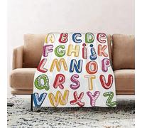 JYLYZZIN Fleece Blanket | Soft Cozy Flannel Throw Blanket | Perfect for Home, Bedroom, Sleepovers & Camping,Hand-drawn 3D ABC. Outline.,100x130cm