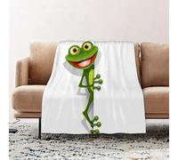 JYLYZZIN Fleece Blanket | Soft Cozy Flannel Throw Blanket | Perfect for Home, Bedroom, Sleepovers & Camping,illustration jolly green frog with greater eye,100x130cm