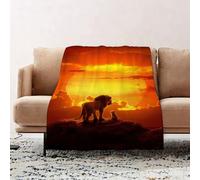 JYLYZZIN Fleece Blanket | Soft Cozy Flannel Throw Blanket | Perfect for Home, Bedroom, Sleepovers & Camping,Lion and elephant at sunset. 3d render,100x130cm